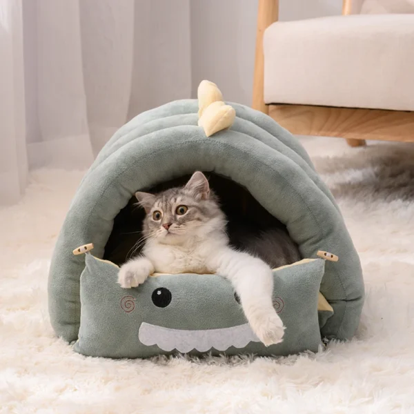 Self-Warming Cozy Dino Cat Bed and Dog Bed - Image 5