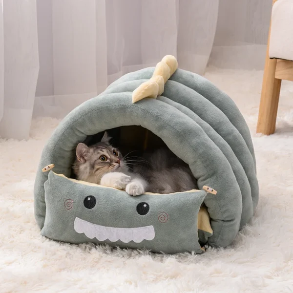 Self-Warming Cozy Dino Cat Bed and Dog Bed