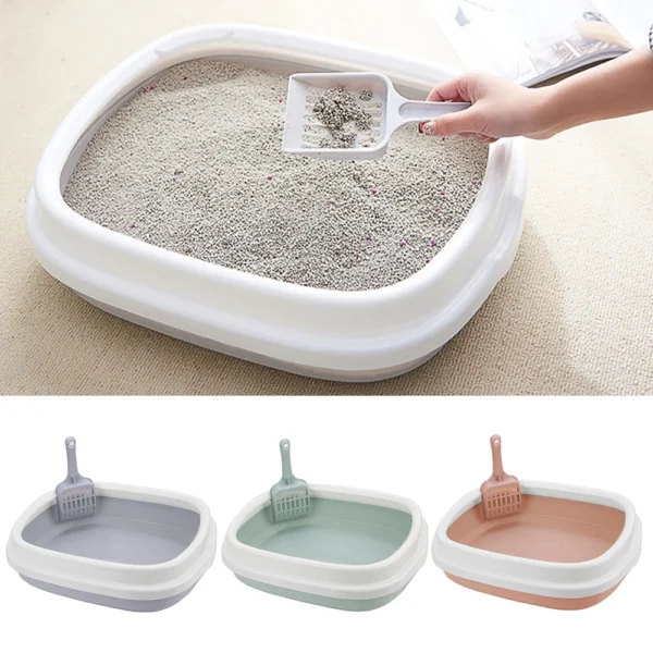 High Sided Durable Cat Litter Box with Included Scoop - Image 2