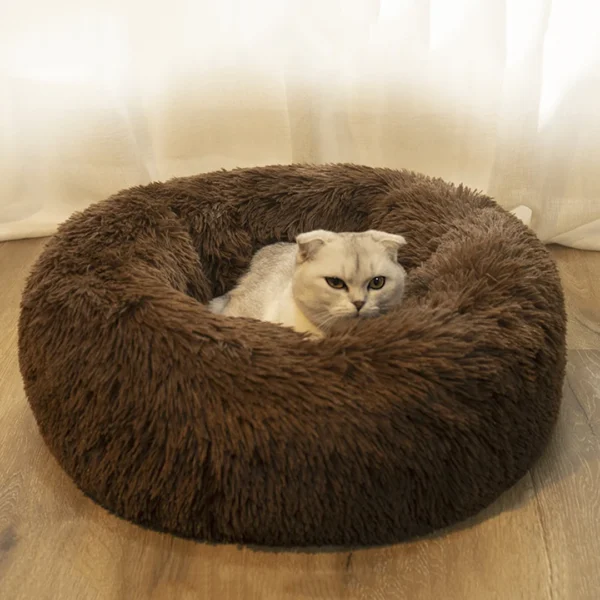 Detachable & Washable Plush Donut Dog Bed, Cat Bed - Image 3