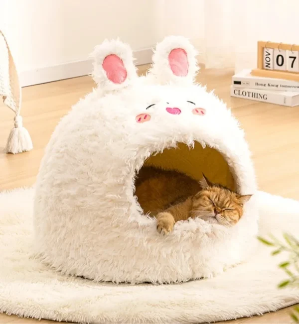 Ultra-Soft Plush Bunny Bliss Cat Bed and Dog Bed