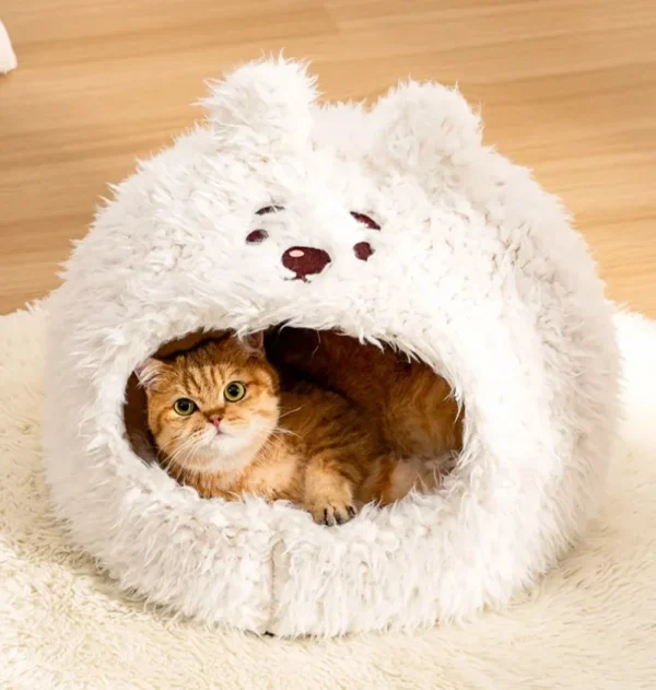 Ultra-Soft Plush Polar Bear Cat Bed and Dog Bed - Image 2