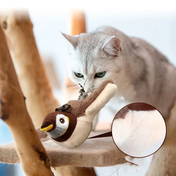 Flying Bird with Chirping Sounds Stimulating Cat Toy - Image 2