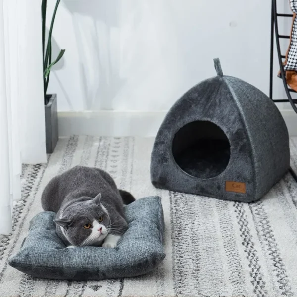 Thick Base Foldable Cat bed and Cat Cave - Image 2