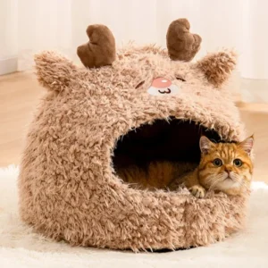 Ultra-Soft Plush Warm Antler Cat Bed, Dog Bed