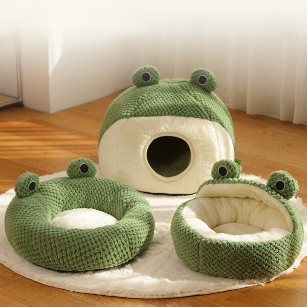 House, Semi-Enclosed and Donut Frog Cat Bed and Dog Bed - Image 8