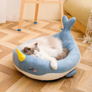 Premium Soft Velvet Narwhal Cat Bed and Dog Bed