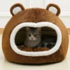 Self-Warming Foldable Cozy Bear Cat Bed and Dog Bed