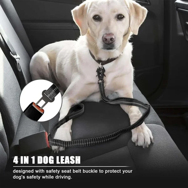 Reflective Bungee Dog Leash with Car Seat Belt Clip - Image 2