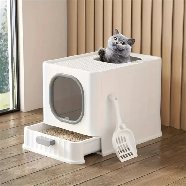 Pull-Out Foldable Cat Litter Box with Included Scoop - Image 3