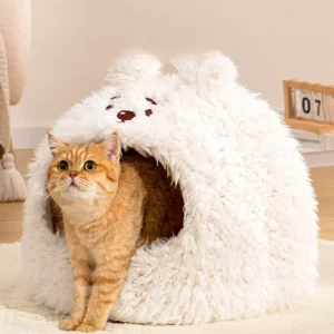 Ultra-Soft Plush Polar Bear Cat Bed and Dog Bed