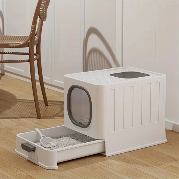Pull-Out Foldable Cat Litter Box with Included Scoop - Image 2