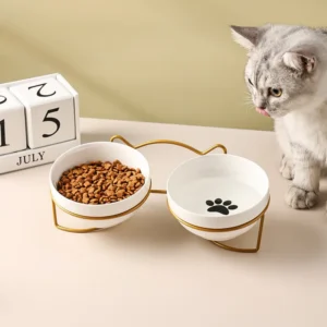 Elegant Tilted Design Ceramic Dog Bowls & Cat Bowls