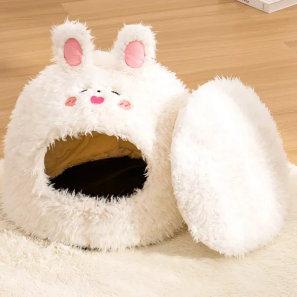 Ultra-Soft Plush Bunny Bliss Cat Bed and Dog Bed - Image 2