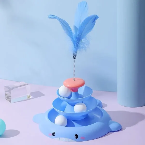 Ball Rolling Tower with Feathers Interactive Cat Toy - Image 10