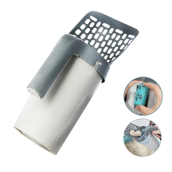 Wear-Resistant Grip Litter Scoop with Trash Can - Image 2