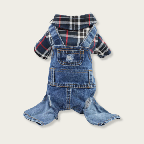 Plaid & Denim Outfit, Cat Clothes / Dog Clothes - Image 4