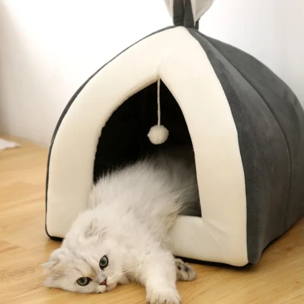 Cave Cat Bed with Soft Plush Interior - Image 2