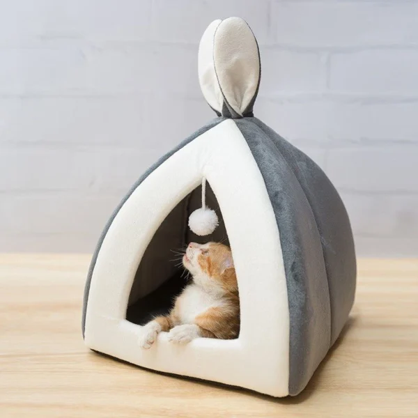 Cave Cat Bed with Soft Plush Interior - Image 11
