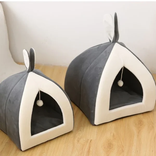 Cave Cat Bed with Soft Plush Interior - Image 9