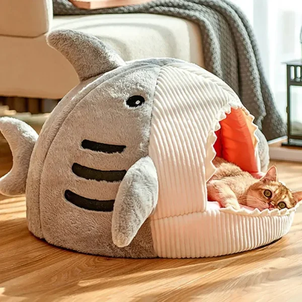 Pet Cave – Shark Shaped Cat Bed Tent - Image 6