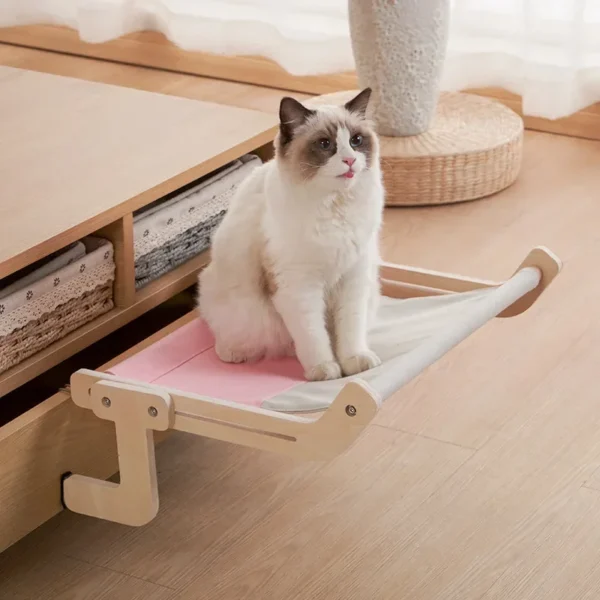 Cat Hammock – Wooden Window-Mounted Rest Bed - Image 2