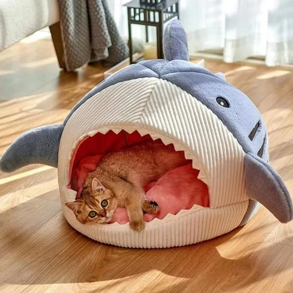 Pet Cave – Shark Shaped Cat Bed Tent - Image 2