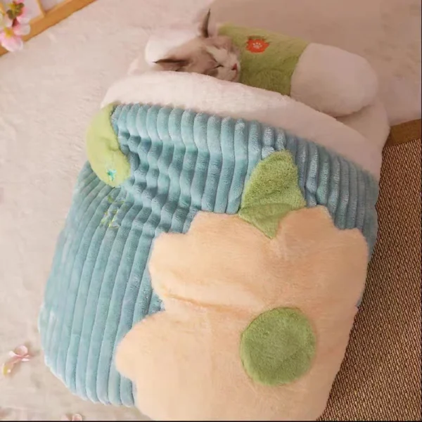 Cat Sleeping Bag with Cherry Blossom Design - Image 4