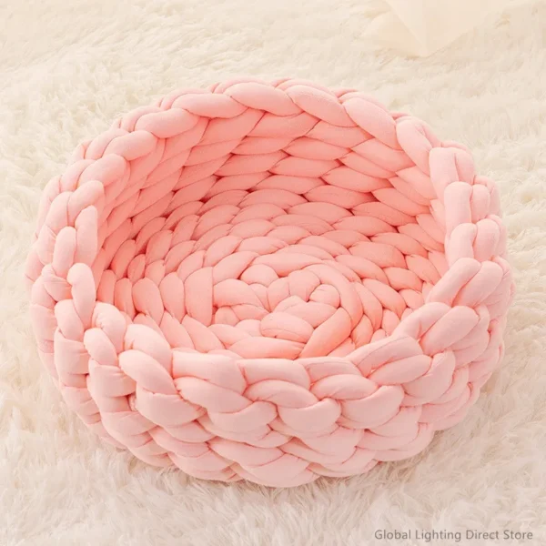 Knitted Pet Bed with Soft Cotton Design - Image 8