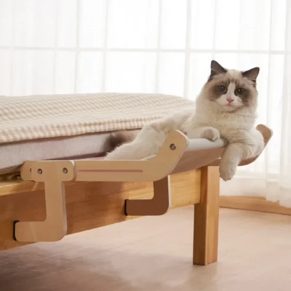 Cat Hammock – Wooden Window-Mounted Rest Bed - Image 4