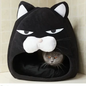 Cat Bed House with Black Cat Design