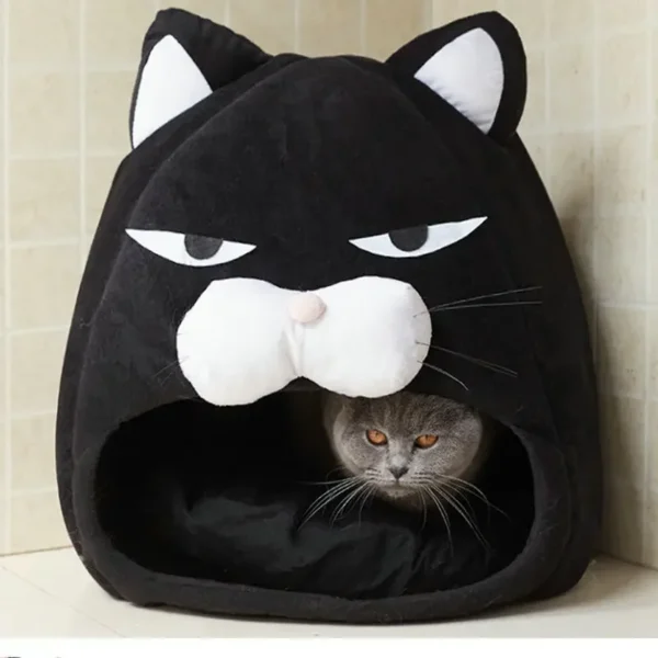 Cat Bed House with Black Cat Design