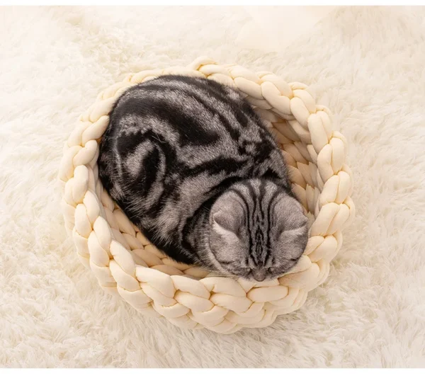 Knitted Pet Bed with Soft Cotton Design - Image 22