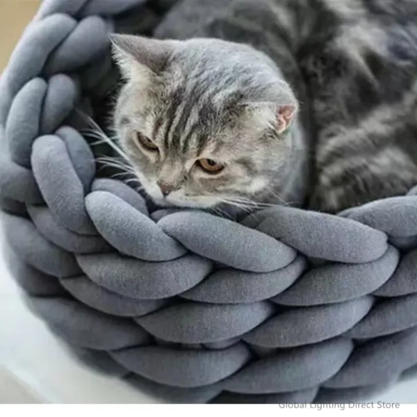 Knitted Pet Bed with Soft Cotton Design - Image 11