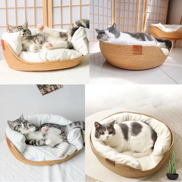 Pet Nest – Handwoven Bamboo Cat Bed - Image 2