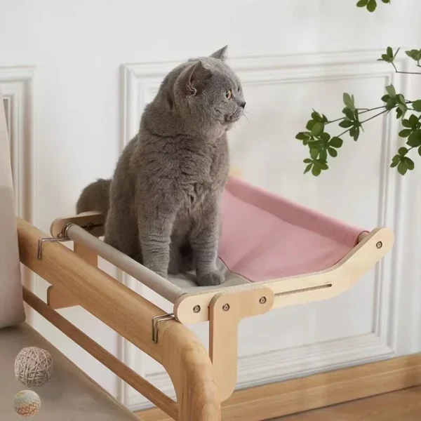 Cat Hammock – Wooden Window-Mounted Rest Bed - Image 3