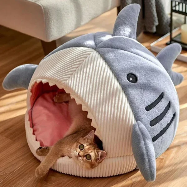 Pet Cave – Shark Shaped Cat Bed Tent - Image 5