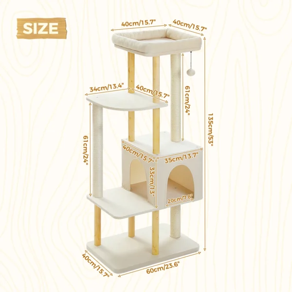 Wooden Cat Tree Tower for Large Cats - Image 4