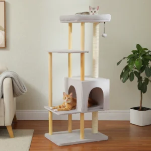 Wooden Cat Tree Tower for Large Cats