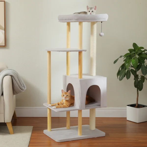 Wooden Cat Tree Tower for Large Cats