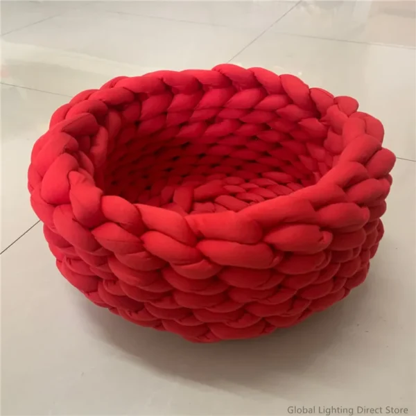 Knitted Pet Bed with Soft Cotton Design - Image 7