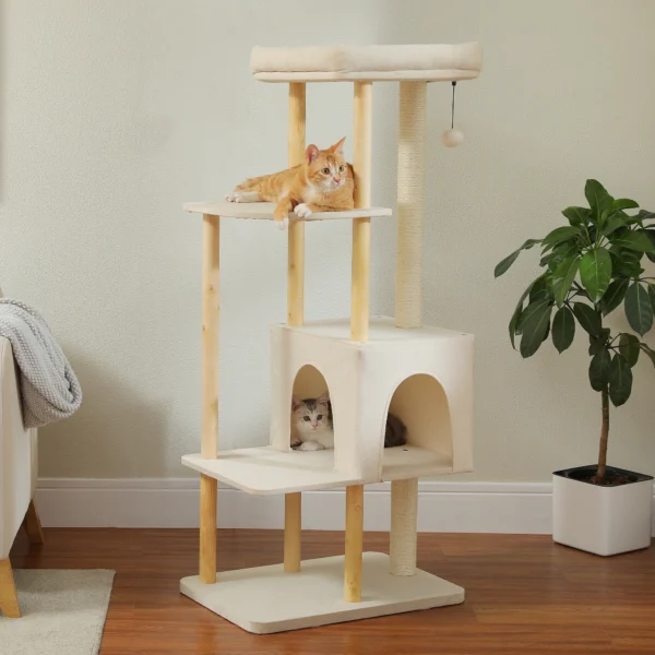 Wooden Cat Tree Tower for Large Cats - Image 2