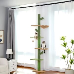 Cactus Cat Tower with Ceiling Rod & 5-Tier Climbing Levels