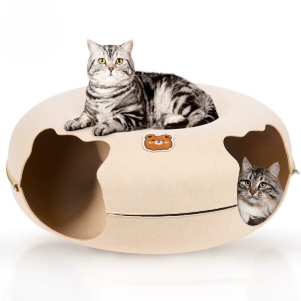 Cat Tunnel Bed – Donut Cave with Dual Openings - Image 3