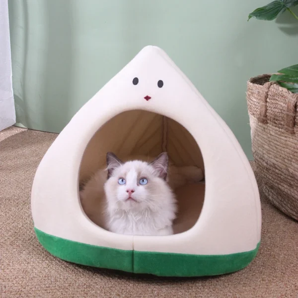 Peach Cat House – Cozy Plush Cave Bed - Image 2