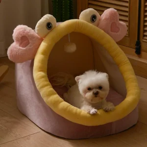 Dog Cave Bed – Enclosed Plush Pet Bed for Small to Medium Dogs & Cats