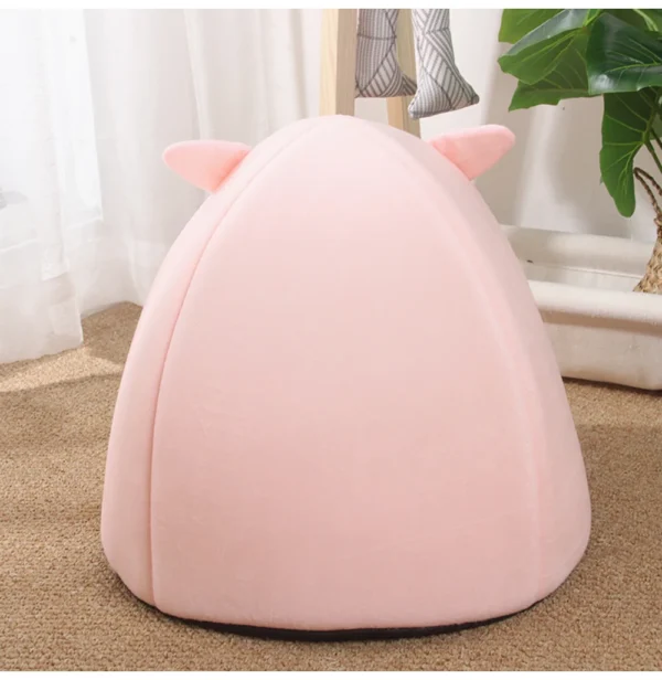 Peach Cat House – Cozy Plush Cave Bed - Image 9