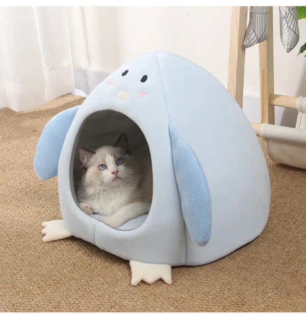 Peach Cat House – Cozy Plush Cave Bed - Image 8