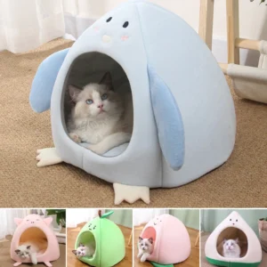 Peach Cat House – Cozy Plush Cave Bed