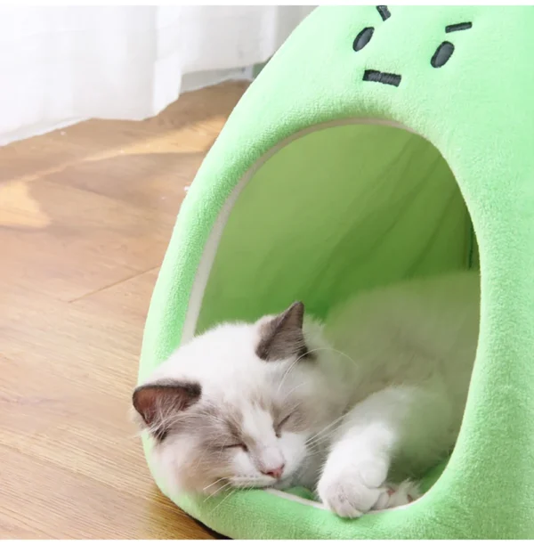 Peach Cat House – Cozy Plush Cave Bed - Image 13